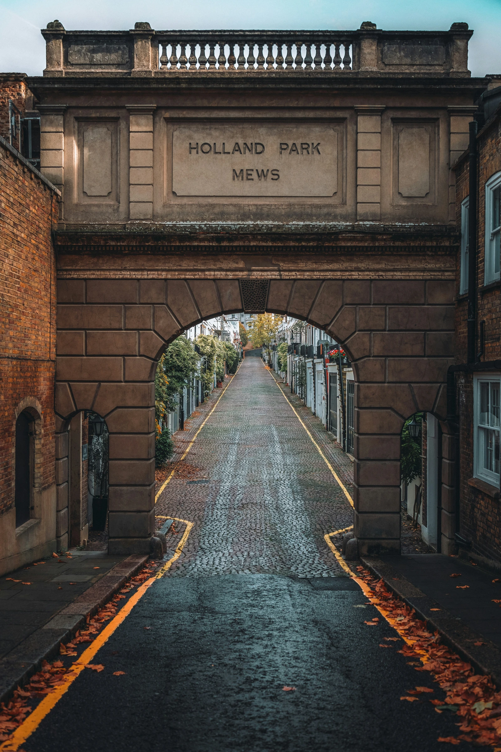 The entrance to Holland Park Mews in London.